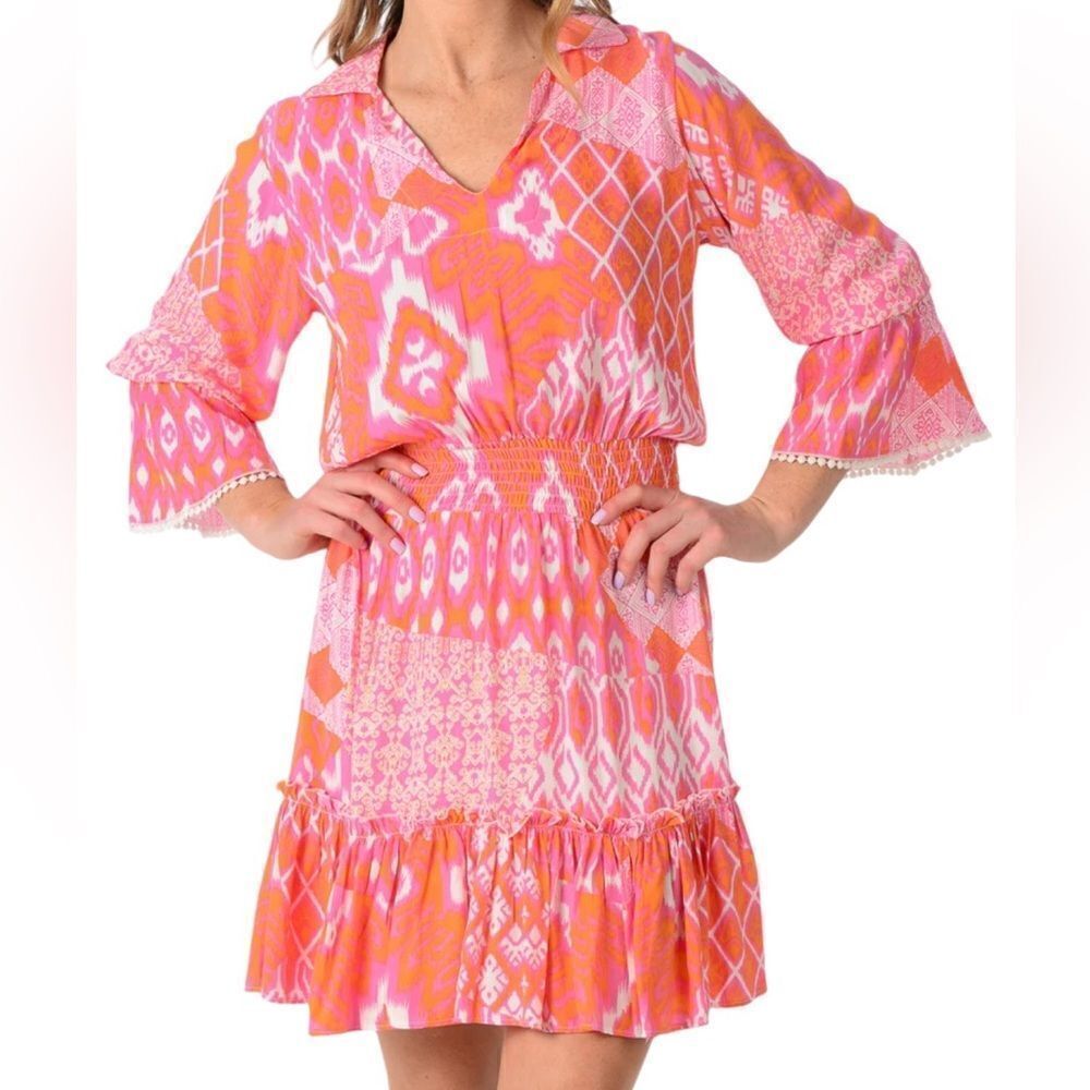 Walker & Wade Mia Dress in Flamingo XS